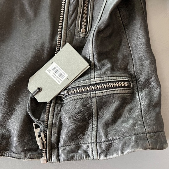 All Saints Leather Cargo Biker Jacket US 2 - Picture 11 of 16